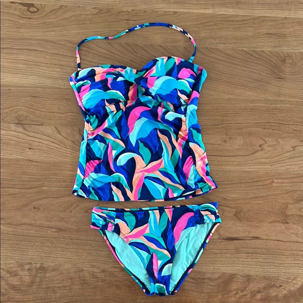 La Blanca Bandeau Tankini Top and Hipster Bottom size 6